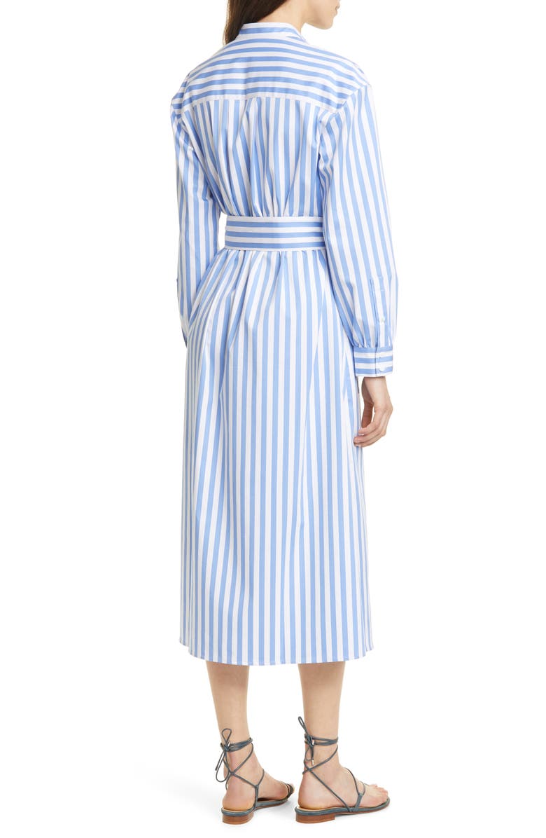 Club Monaco Half Placket Long Sleeve Stripe Midi Dress, Alternate, color,