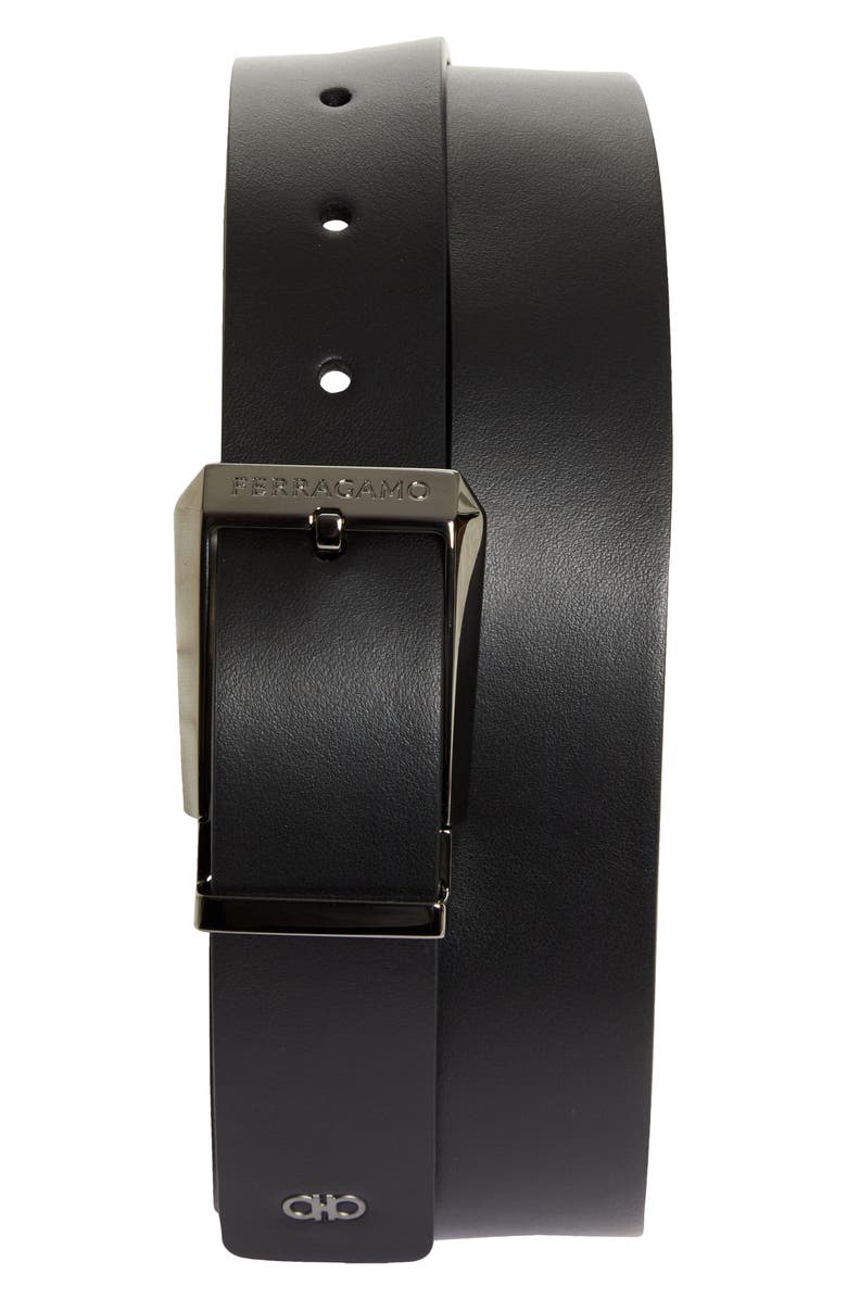 FERRAGAMO Double Adjustable Reversible Leather Belt, Main, color, Nero Midnight
