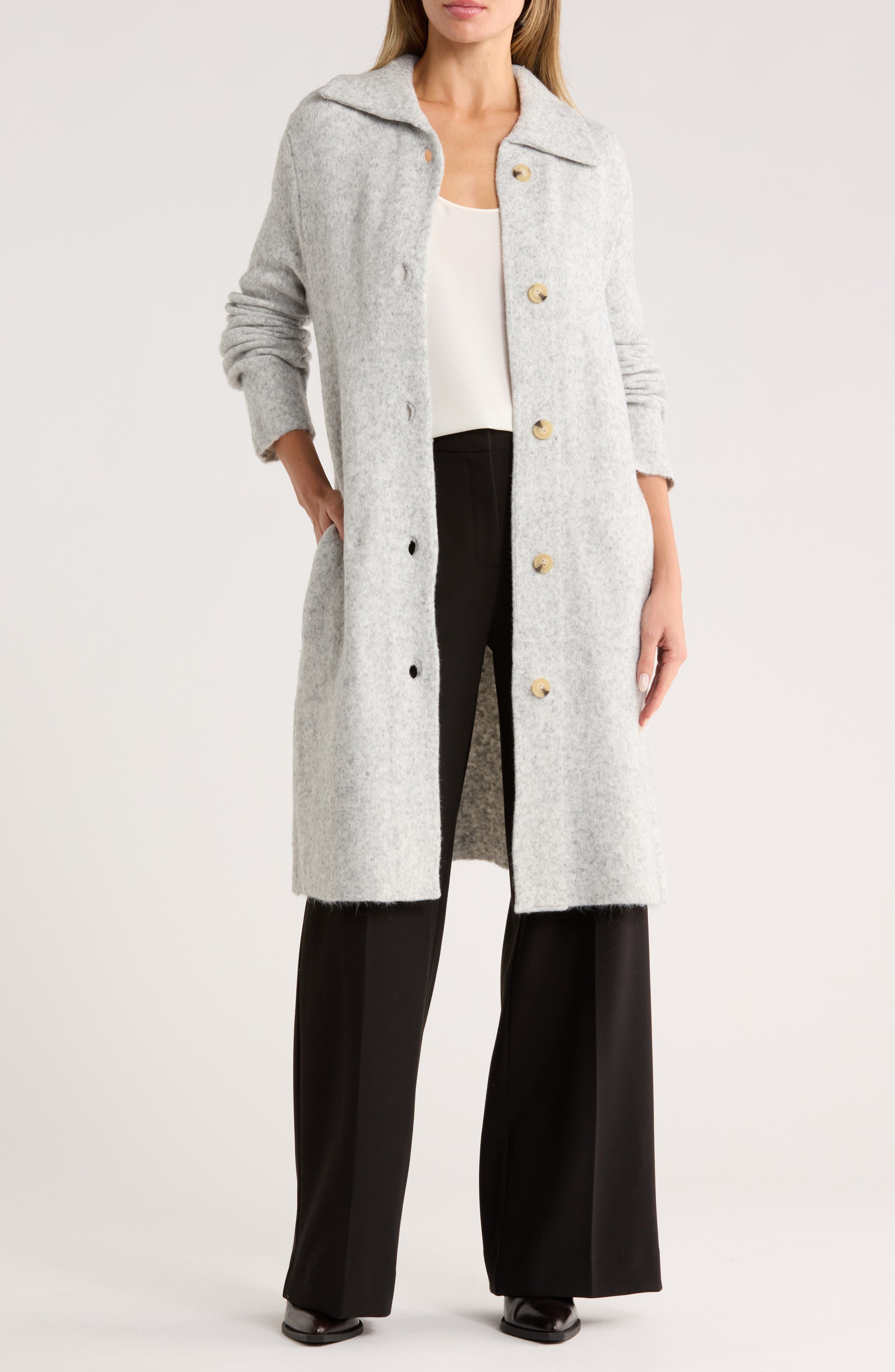 ELIE ELIE TAHARI Button Front Sweater Coat