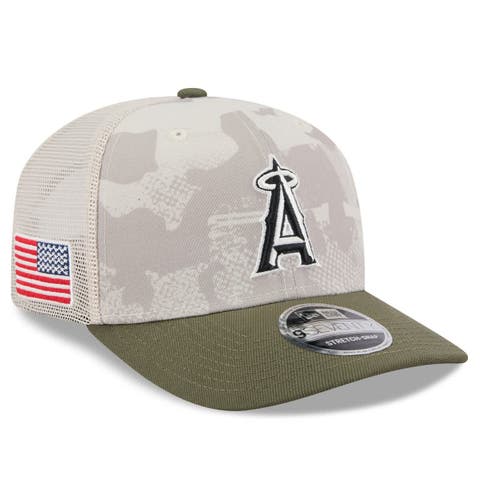Men's New Era Light Beige/Olive Los Angeles Angels 2025 Armed Forces Day 9SEVENTY Stretch-Snap Hat