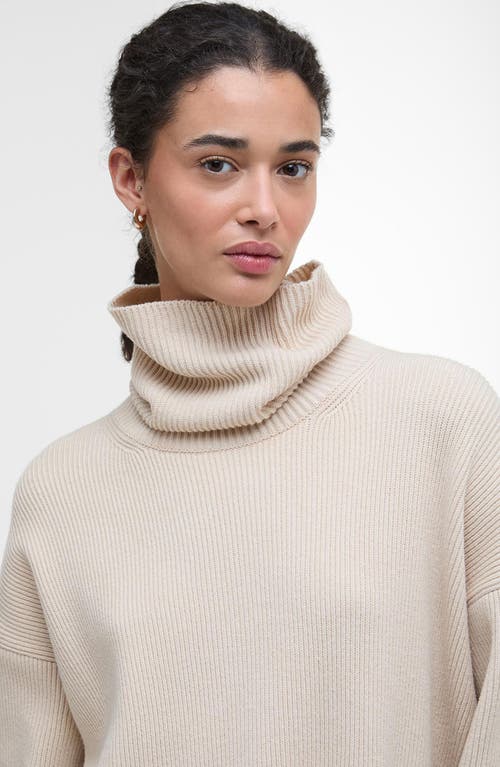 Barbour Rib Long Sleeve Cotton Blend Sweater Dress In Neutral