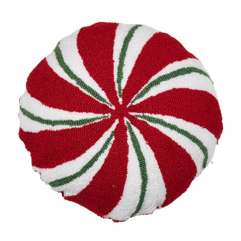 Christmas Peppermint Shaped Hooked Pillow