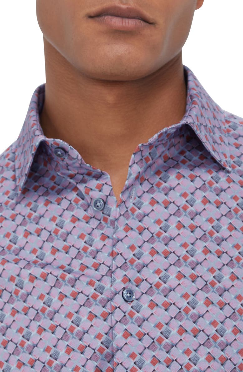 Bugatchi James OoohCotton<sup>®</sup> Diagonal Check Button-Up Shirt, Alternate, color, Ruby