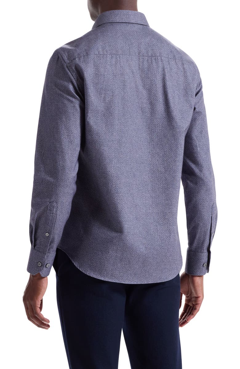 Bugatchi Axel Shaped Fit Brushed Mélange Button-Up Shirt, Alternate, color, Amethyst