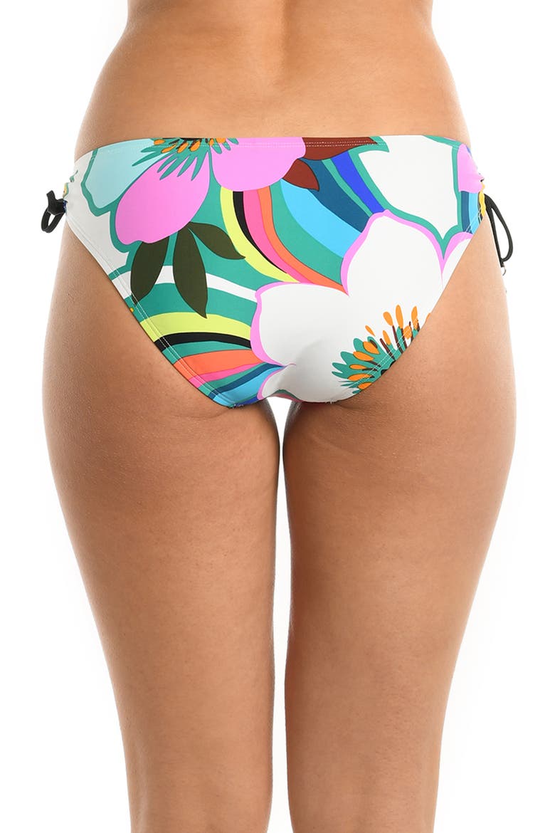 Suncatcher Ruched Side Tie Hipster Bikini Bottoms, Alternate, color, WHITE FLORAL MULTI