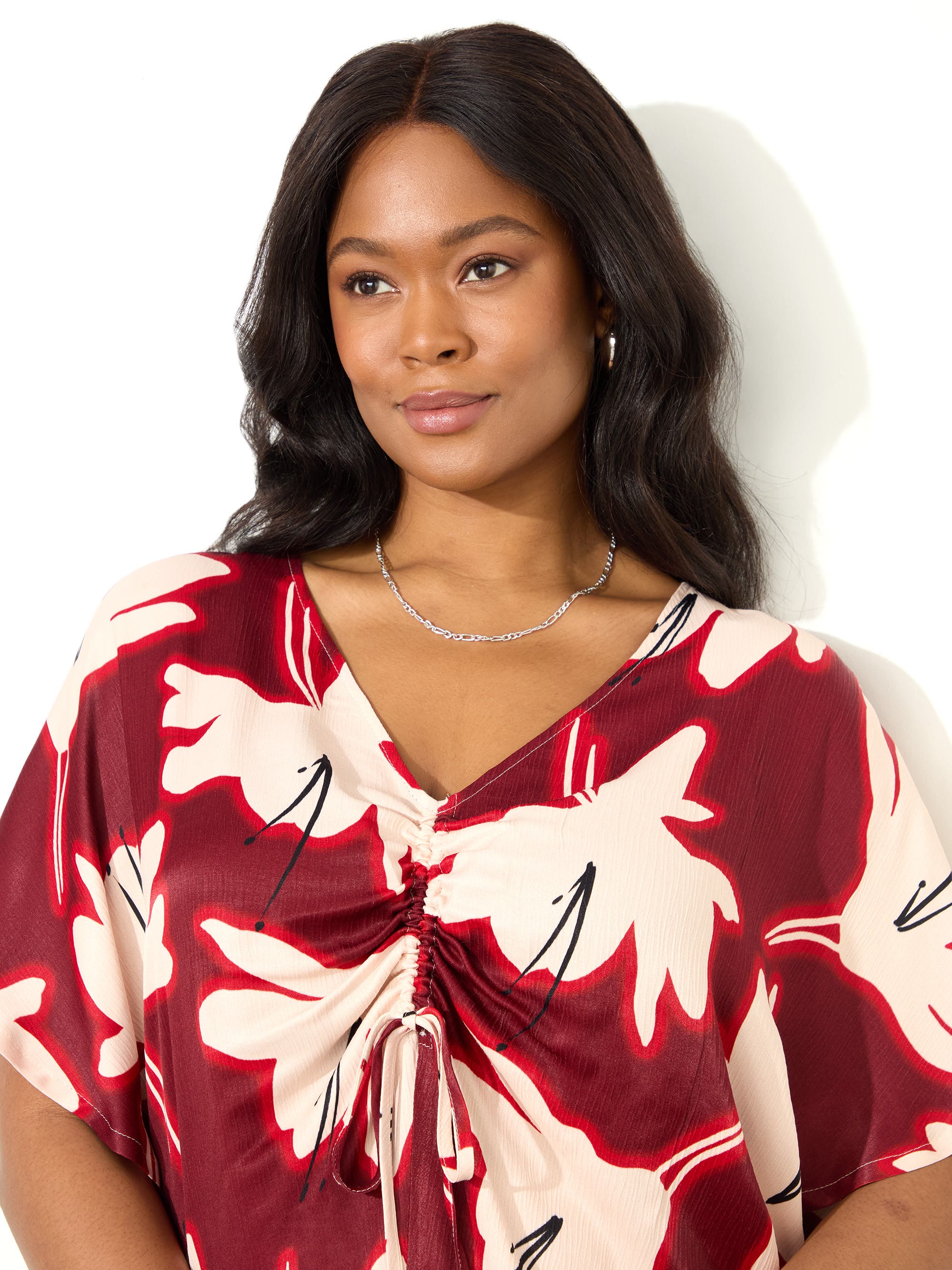 Floral Print Ruched Front Blouse - image 2
