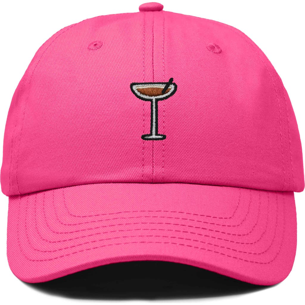Dalix Espresso Martini Embroidered Hat In Hot Pink