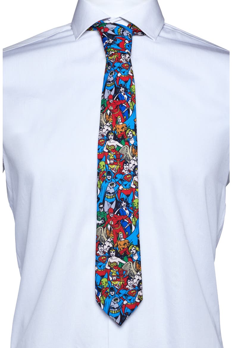 DC Comics Justice League Tie, Alternate, color, BLUE MULTI