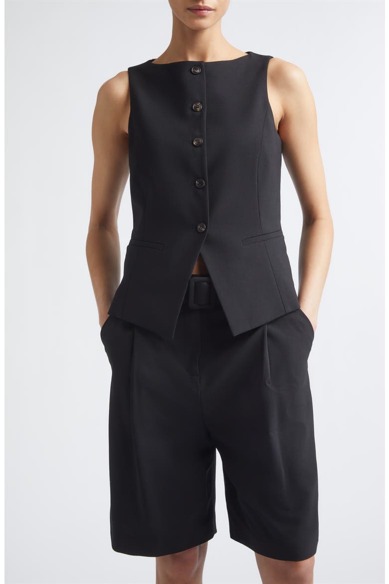 Collarless Buttoned Vest, Main, color, 22 BLACK