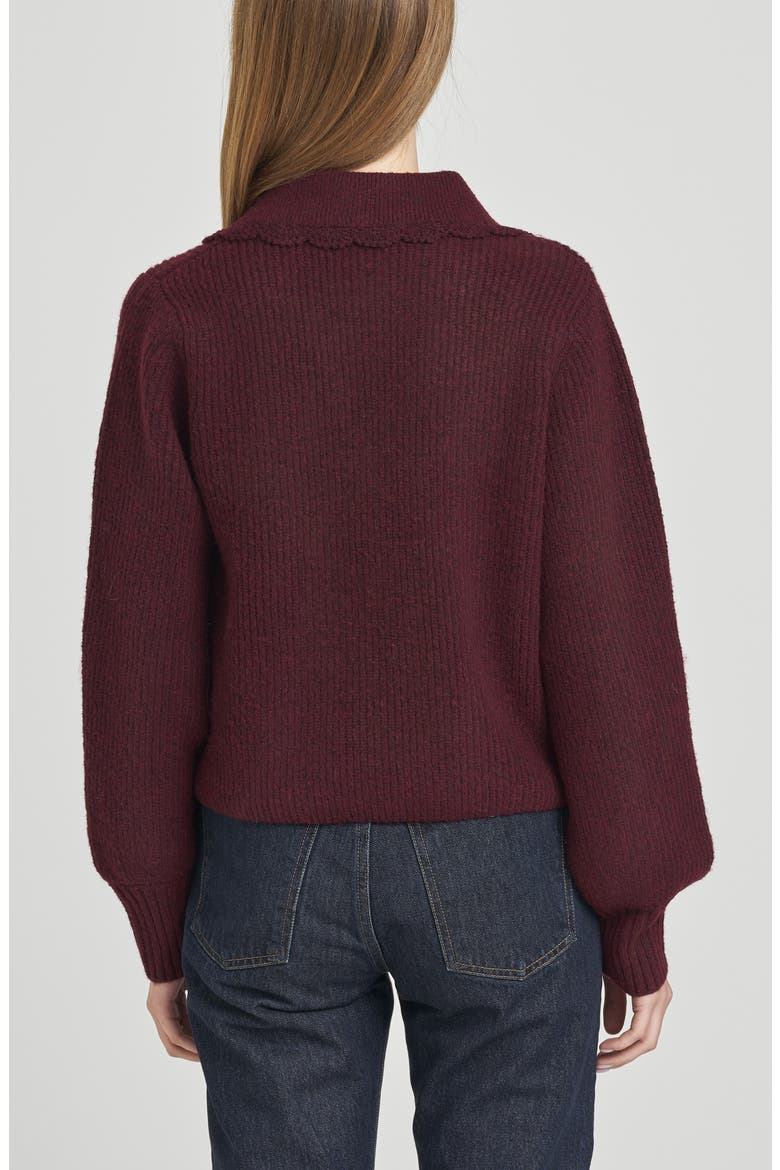 Sloane Bow Cardigan, Alternate, color, MERLOT