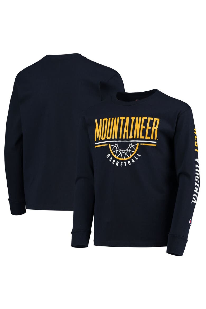 Youth Champion Navy West Virginia Mountaineers Basketball Long Sleeve T-Shirt, Main, color, Navy