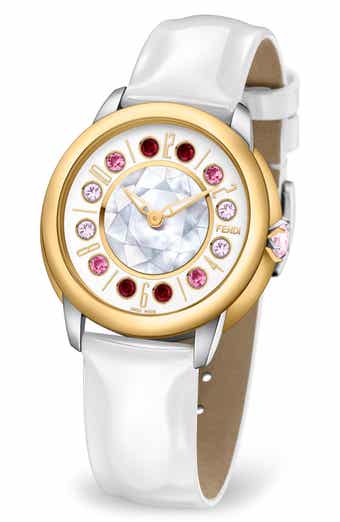 Ishine Rotating Stone Leather Strap Watch, 38mm