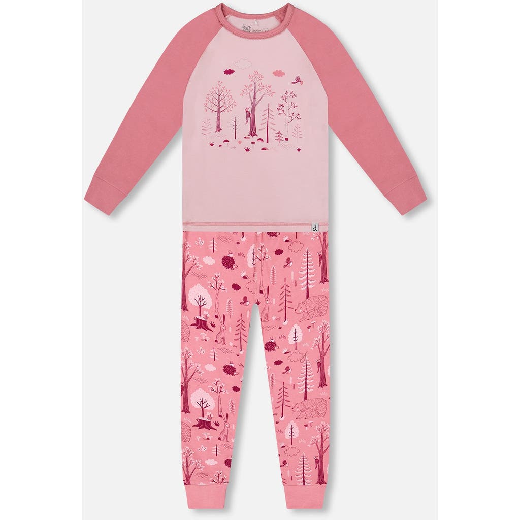 Deux Par Deux Organic Cotton Two-piece Pajamas In Pink