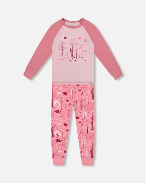 Deux Par Deux Organic Cotton Two-piece Pajamas In Pink