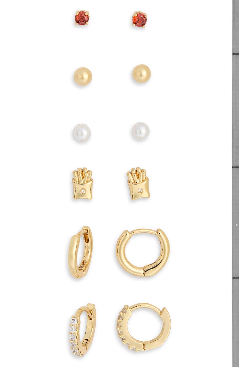 Leith 6-Pack Fries Assorted Earrings Set, Alternate, color, Red Multi- Gold