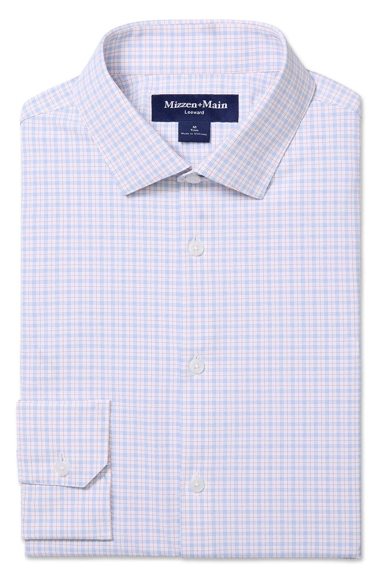 Mizzen+Main Leeward Trim Fit Button-Up Shirt, Alternate, color, Skyline Blue Austin Plaid