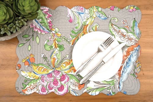 C & F Home C&f Home Frey Quilted Reversible Colorful Paisley Placemats Set Of 6, 13" X 19" In Gray