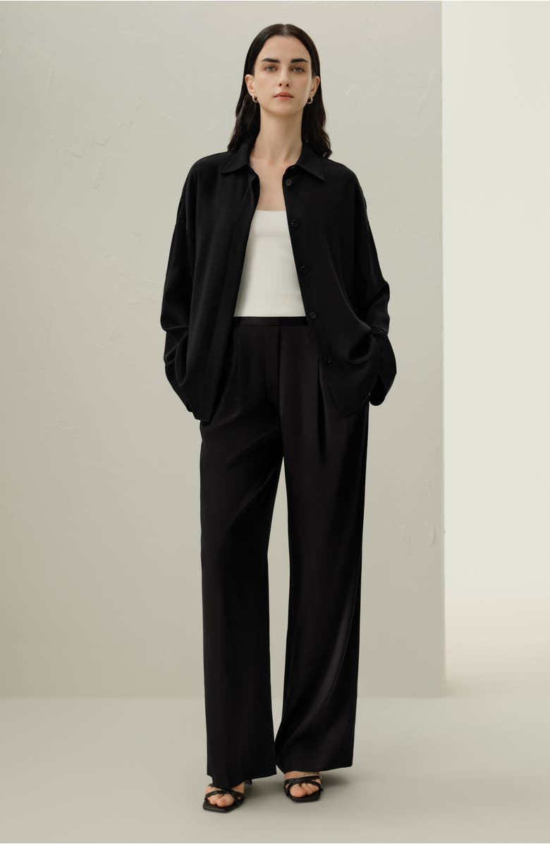 Lilysilk Women's Double Faced Silk Charmeuse Pants, Alternate, color, Black