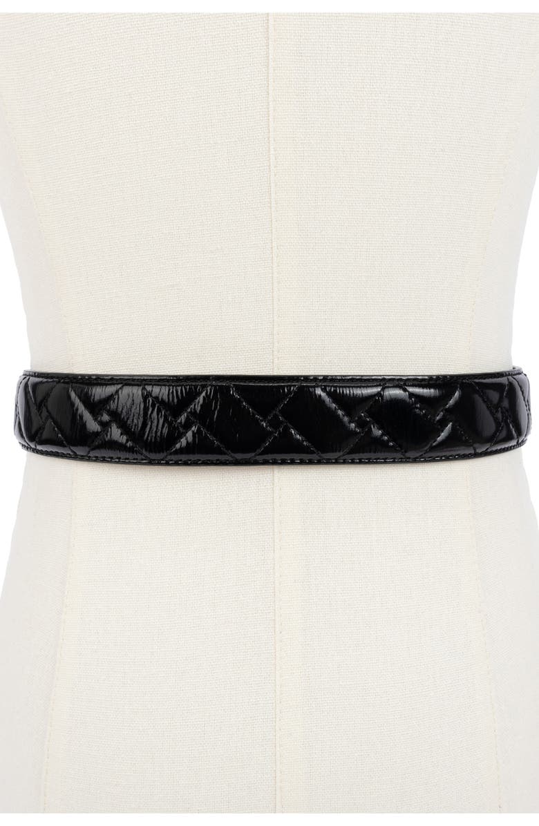 Kurt Geiger London Kensington Quilted Patent Leather Belt, Alternate, color, 