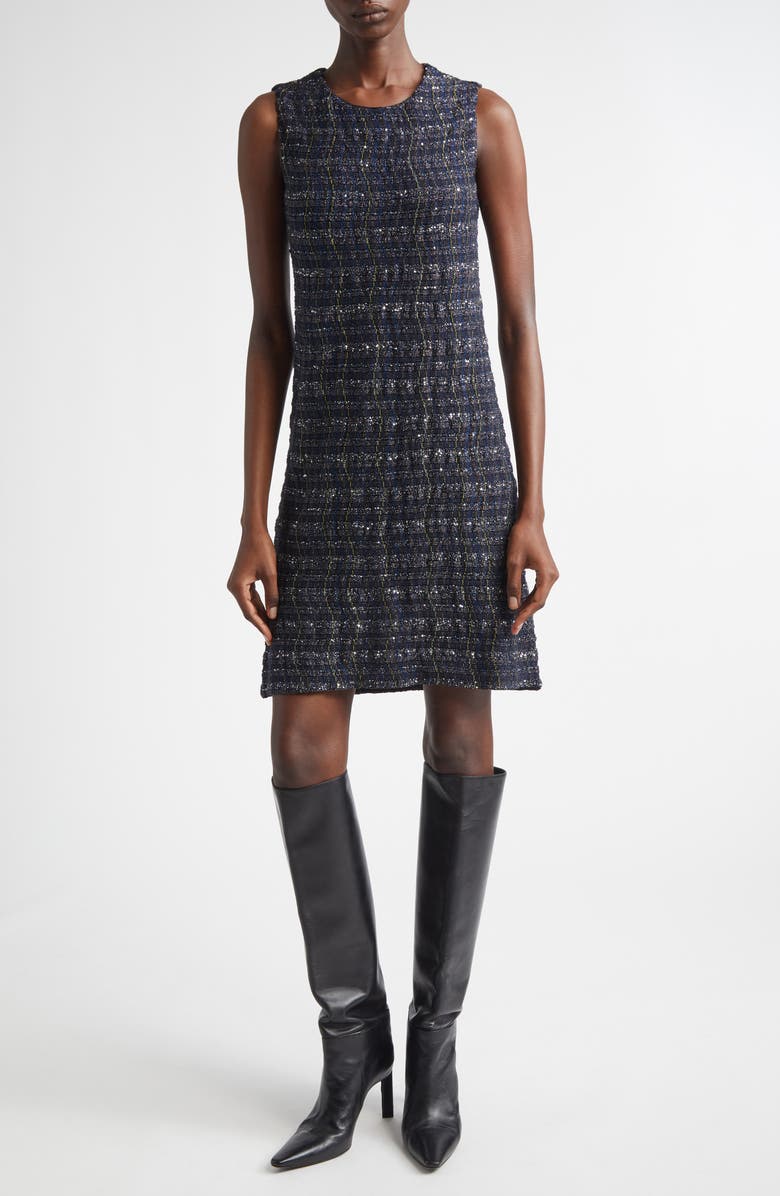 Missoni Sequin Check Sheath Dress, Main, color, Blue Tones