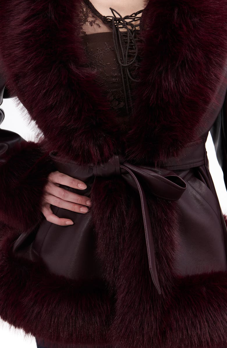 Kenzy Faux Leather & Faux Fur Coat