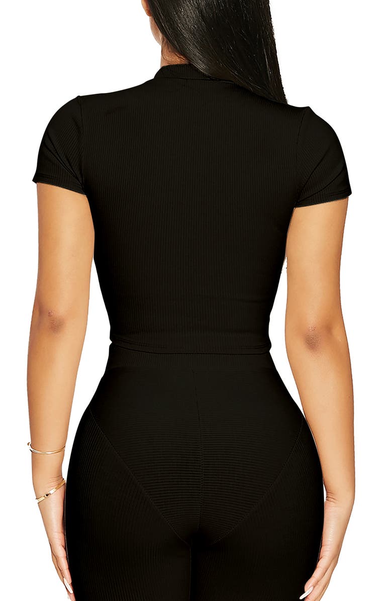 Naked Wardrobe The Snatched Crop Top, Alternate, color, Black