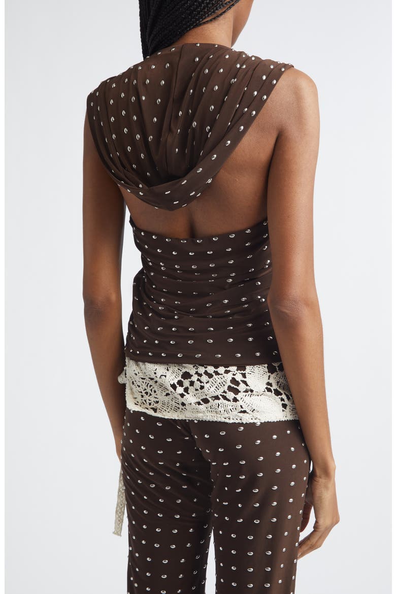 Hunni Studded Jersey Top with Hood, Alternate, color, BROWN