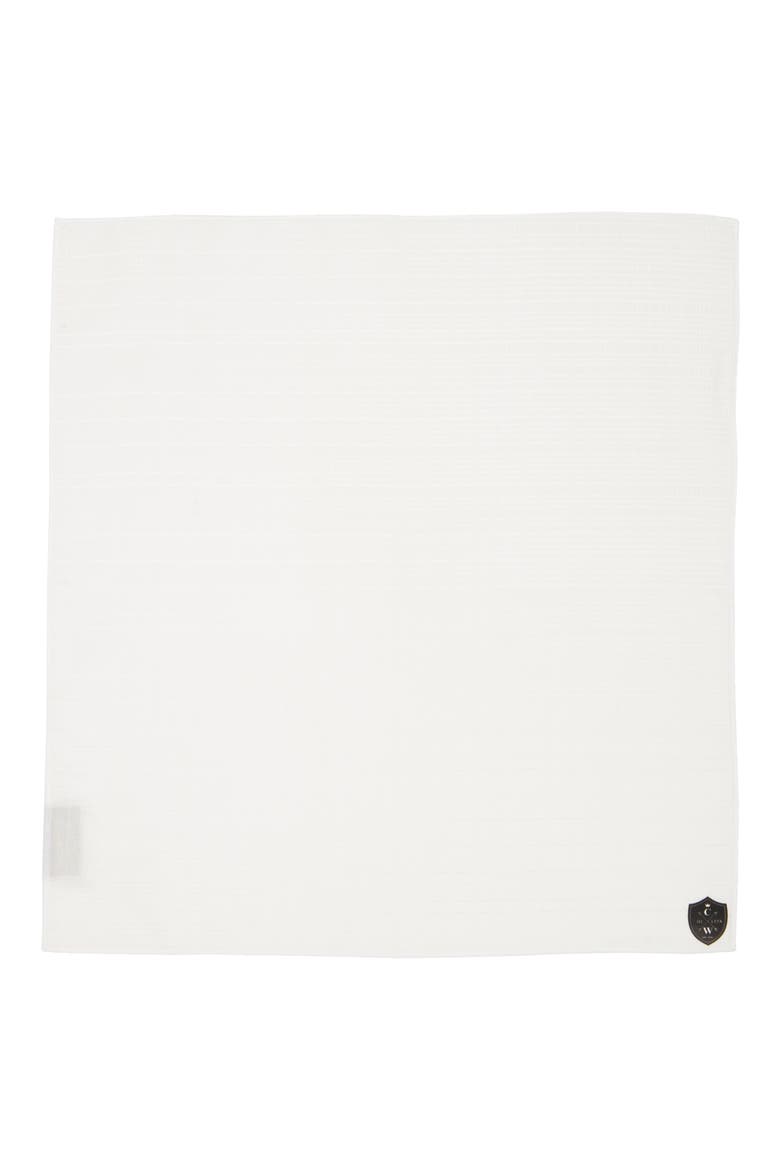 Tonal Plaid Silk Pocket Square, Alternate, color, WHITE
