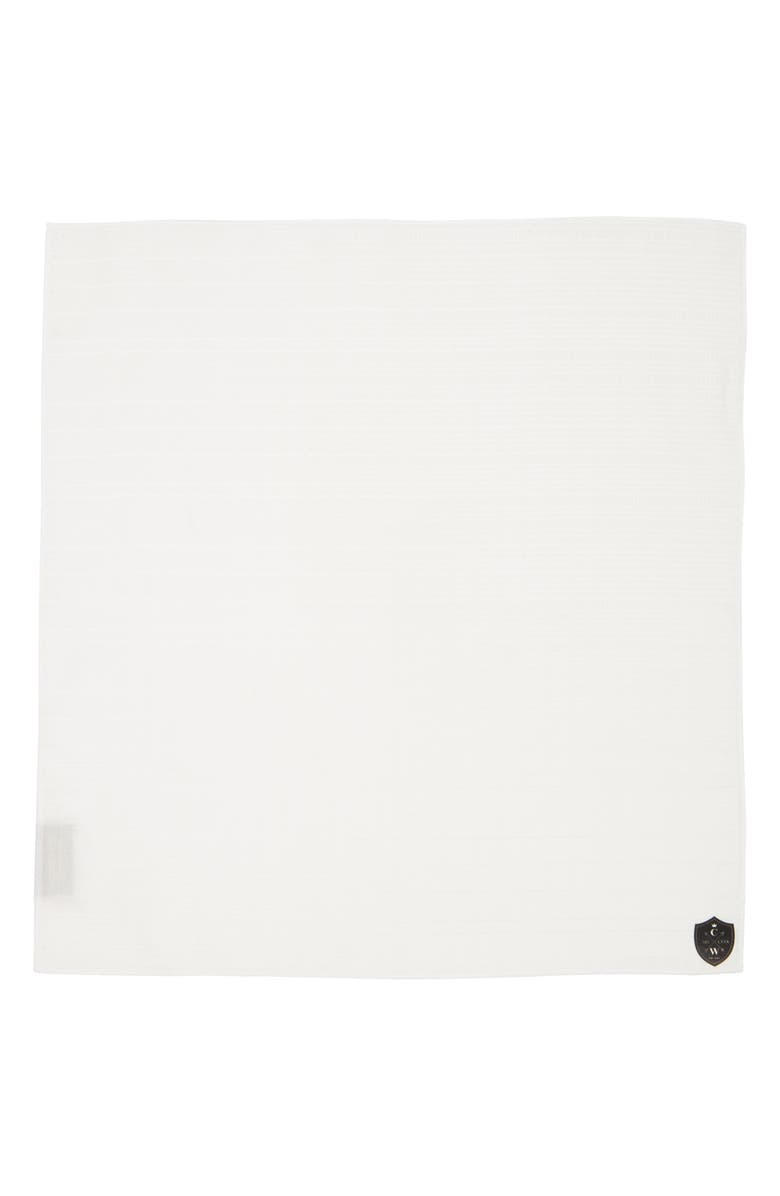 CLIFTON WILSON Tonal Plaid Silk Pocket Square, Alternate, color, White