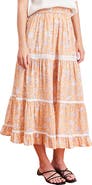 Paneros Clothing Colette Lace Inset Tiered Midi Skirt