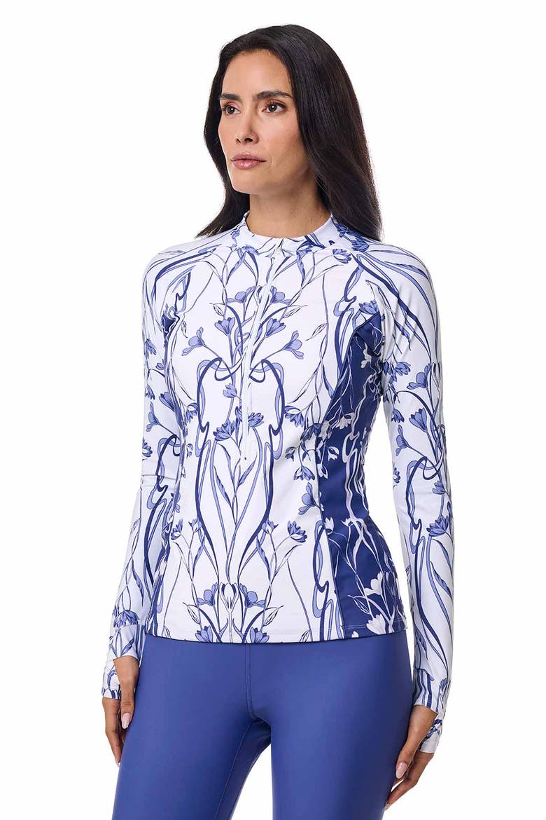 Women's Escalante Zip Rash Guard, UPF 50+ Sun Protection, Alternate, color, Future Dusk Colorblock