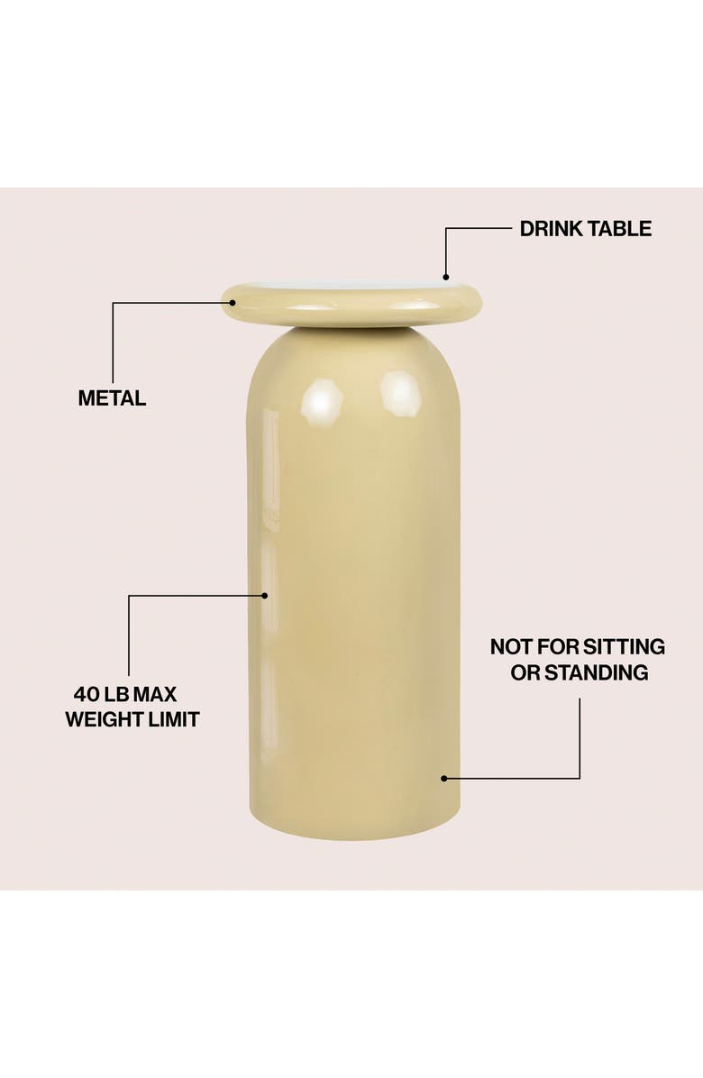 JONATHAN Y Miles 22.75" Mid-Century Modern Metal Sleek Cylinder Drink Table and Decorative End Table, Alternate, color, Almond