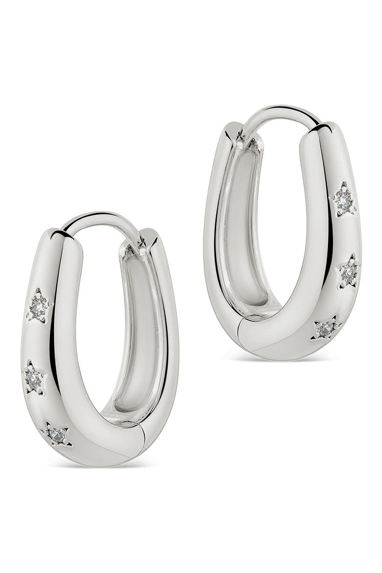 Classic Mini Cubic Zirconia Hoop Earrings, Alternate, color, SILVER