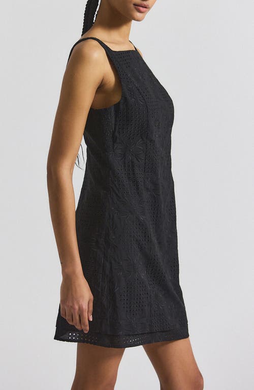 Derek Lam 10 Crosby Sage Garden Tile Cotton Eyelet Minidress In Black
