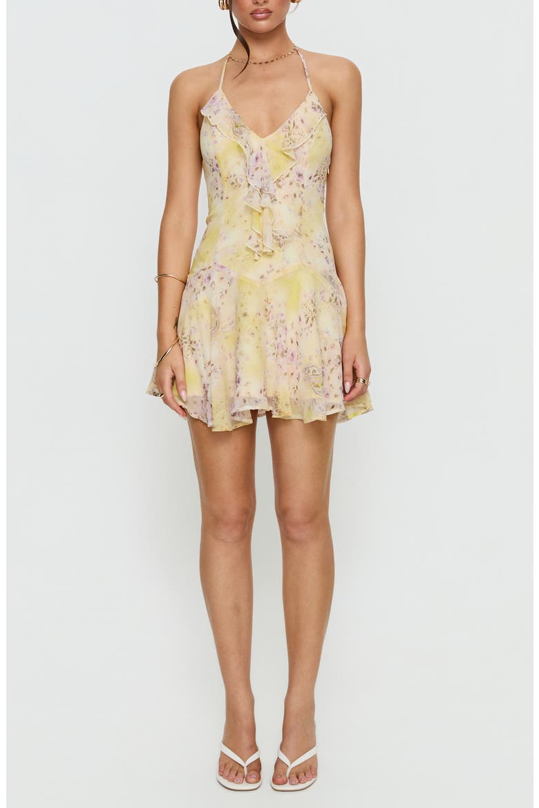 Hey Blondie Ruffle Halter Minidress, Main, color, MULTI FLORAL
