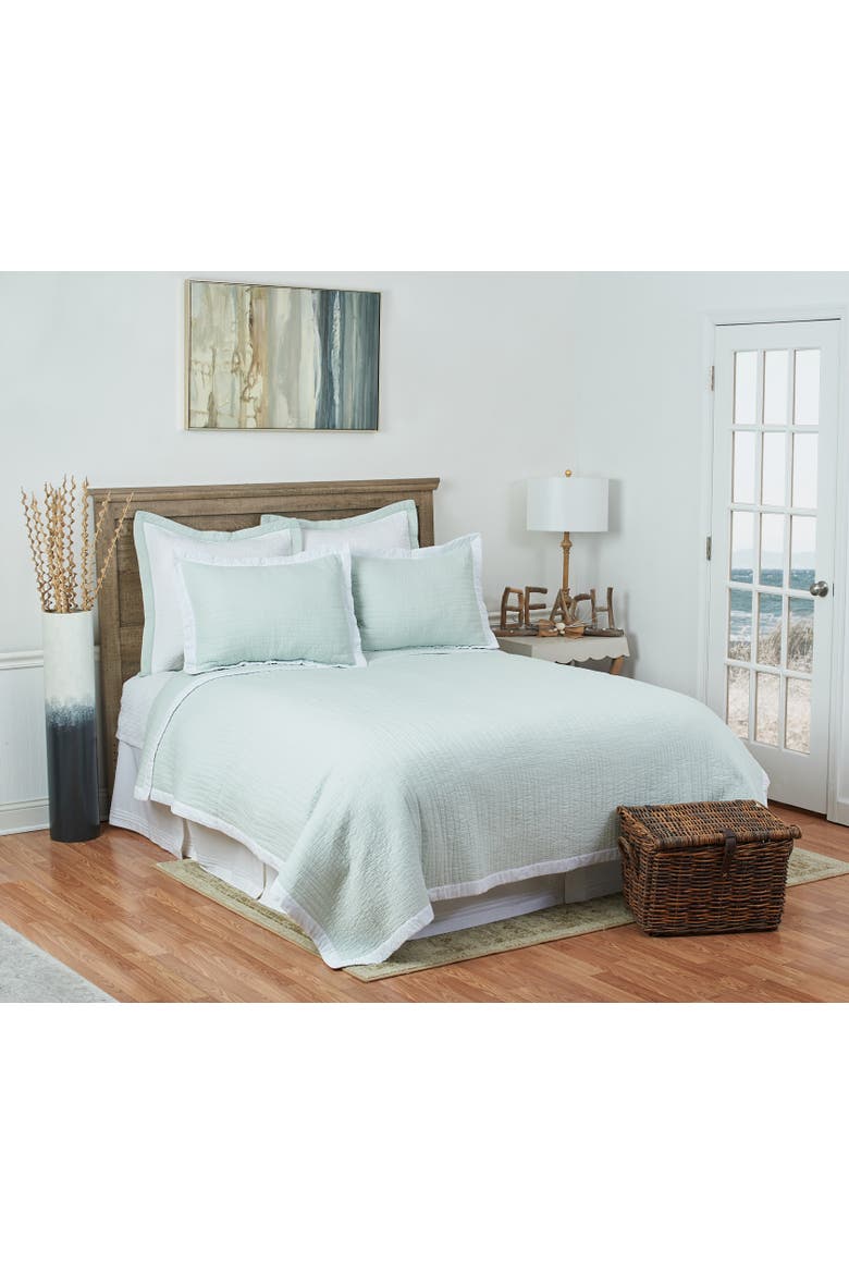 Kinsley Sea Glass Coverlet Quilt Set, Main, color, Green