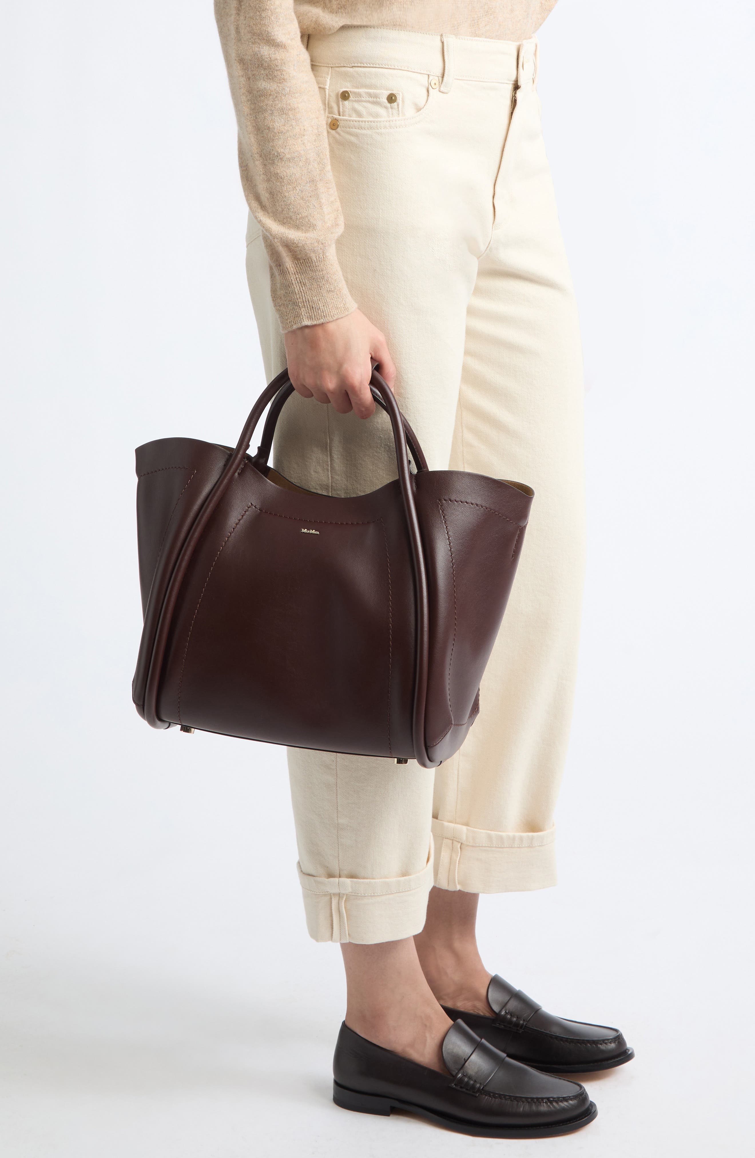 Marins Leather Tote, Alternate, color, BROWN