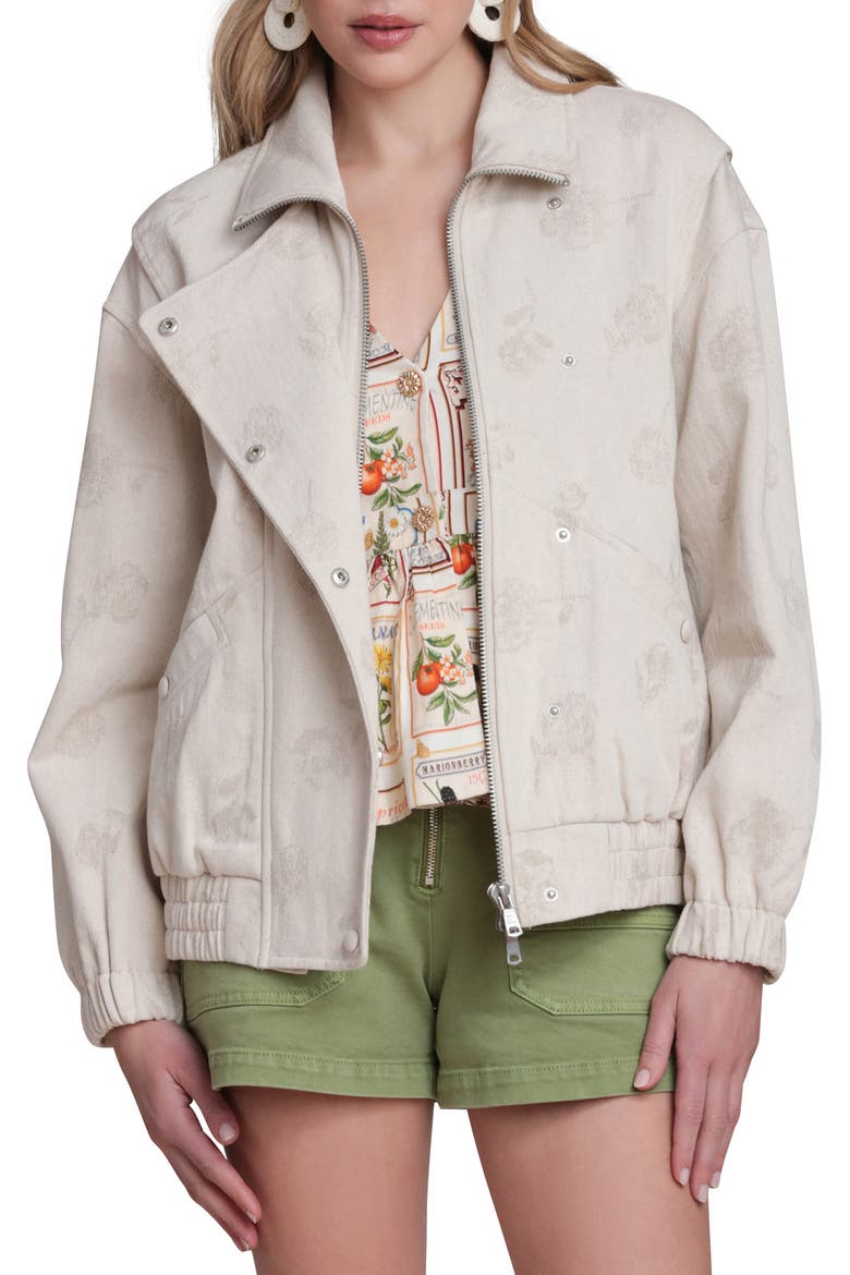 Cotton & Linen Blend Bomber Jacket, Alternate, color, ECRU