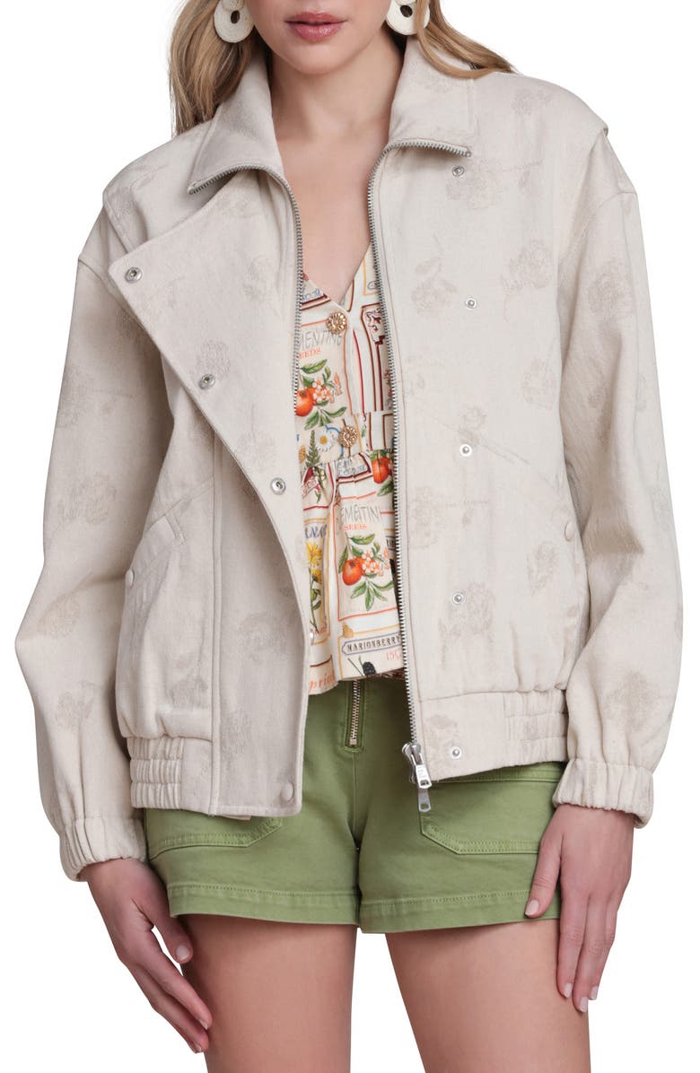 Avec Les Filles Cotton & Linen Blend Bomber Jacket, Alternate, color, Ecru