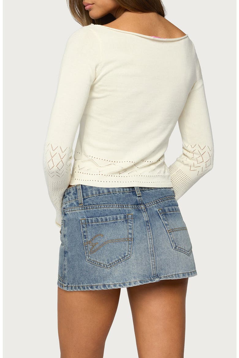 Maple Pointelle Knit Long Sleeve Top, Alternate, color, CREAM