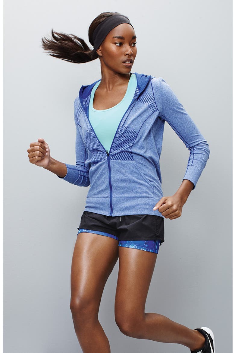 'Twice as Nice' Layered Shorts, Alternate, color, TEAL AERO