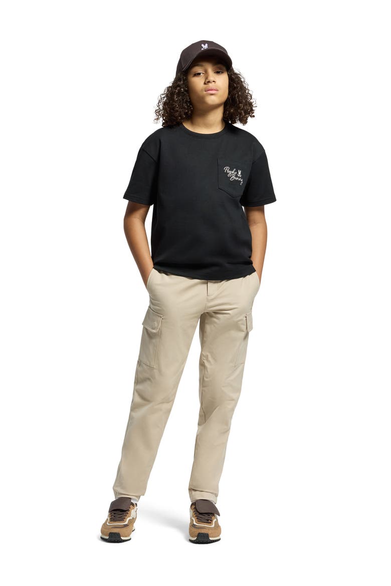 Kids' Embroidered Pima Cotton Pocket T-Shirt, Alternate, color, BLACK