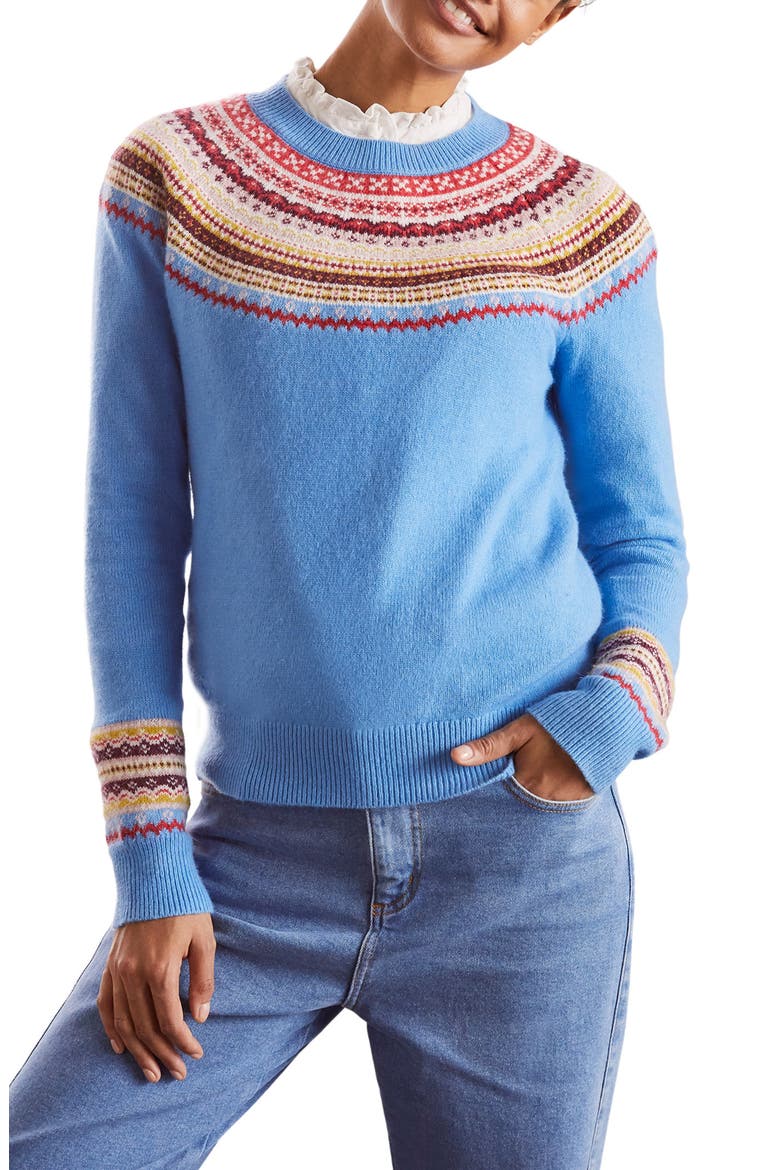Aberdeen Fair Isle Crewneck Sweater, Main, color, LINSEED