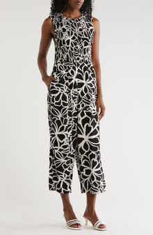Calvin Klein Big Flowers Smocked Jumpsuit