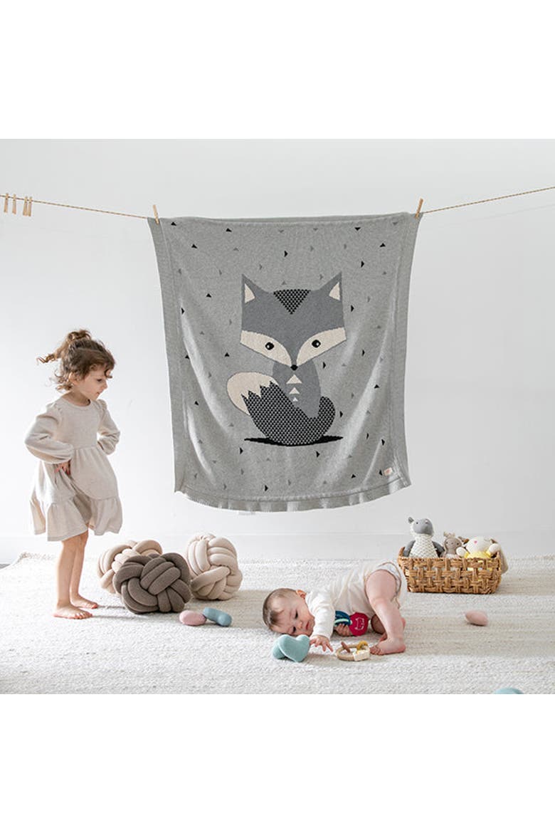 Foxy Baby Blanket, Main, color, Grey