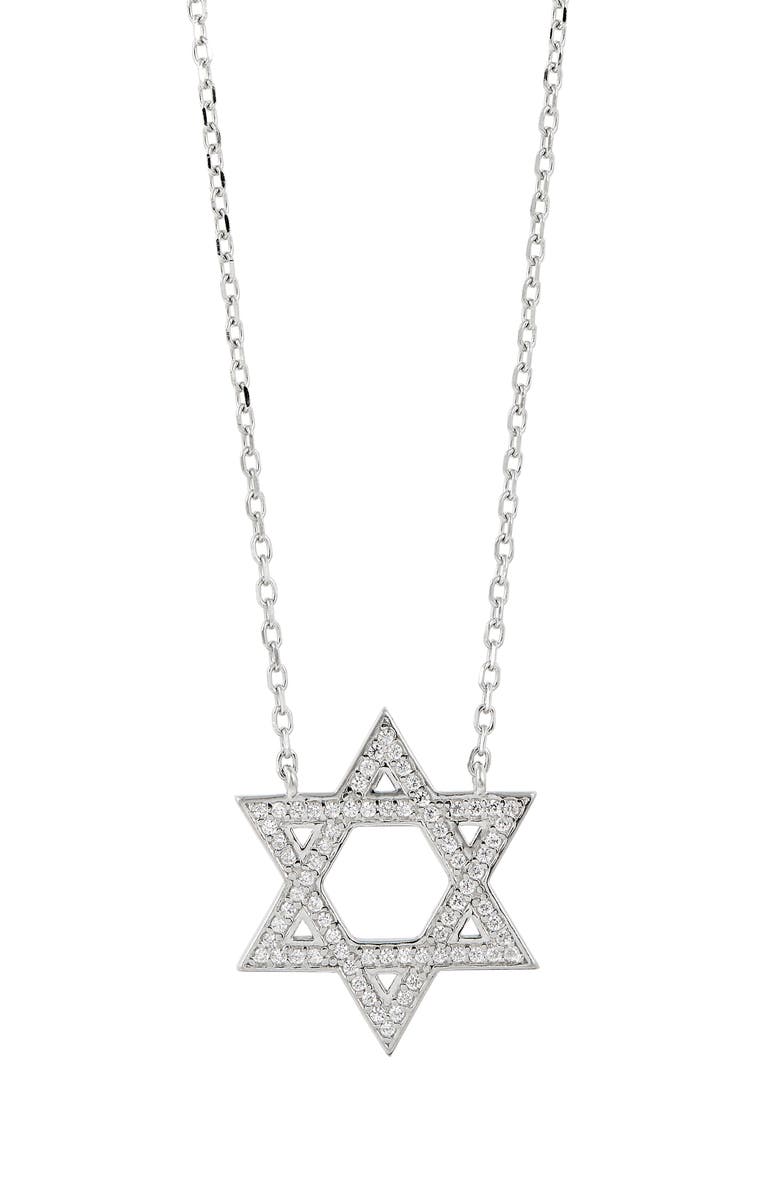 SAVVY CIE JEWELS Cubic Zirconia Star of David Pendant Necklace, Main, color, Silver