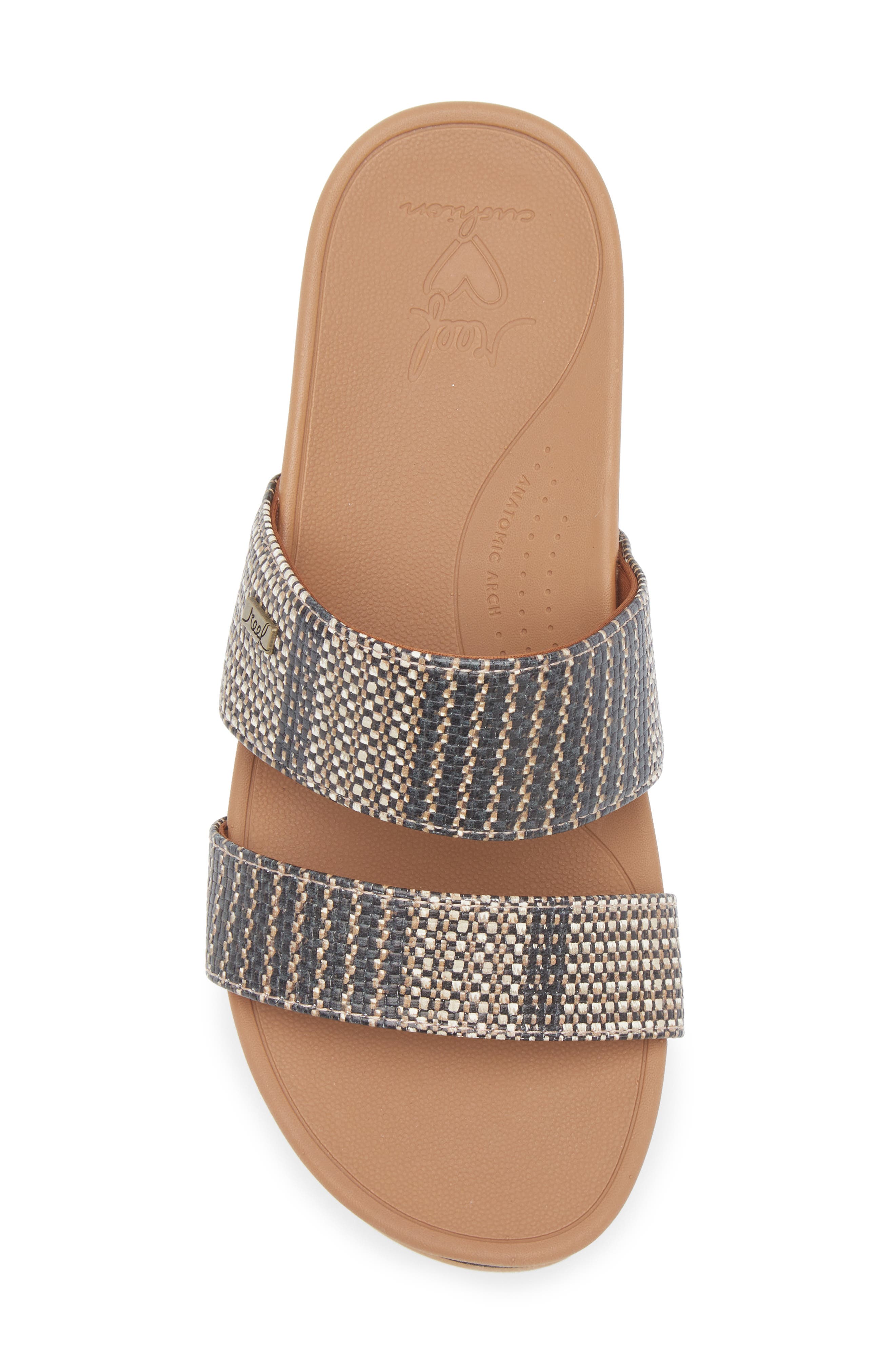 Reef Banded Horizon 2.5 Platform Slide Sandal, Alternate, color, Printed Raffia Black