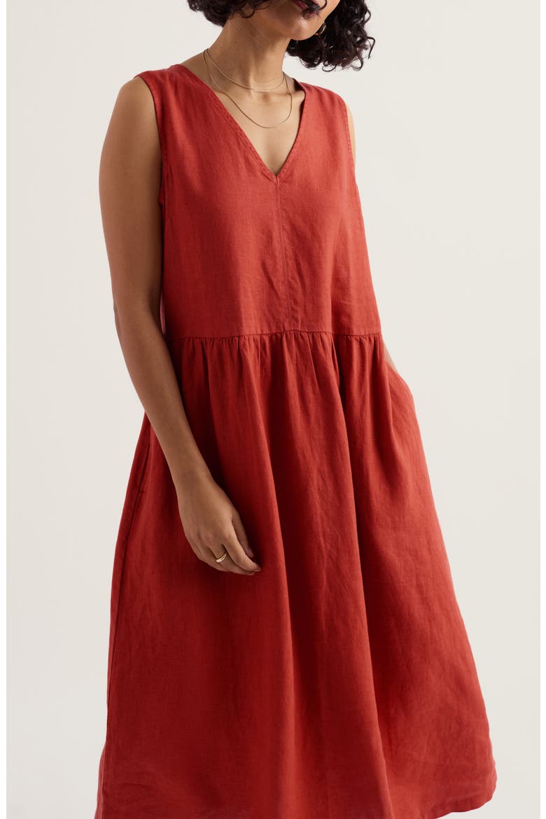 Lowland Heather Linen Midi Dress, Alternate, color, CARNELIAN