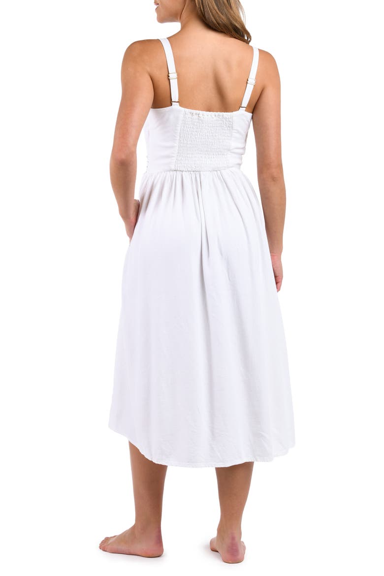 Lake Side Tie Neck Midi Cover-Up Dress, Alternate, color, WHITE