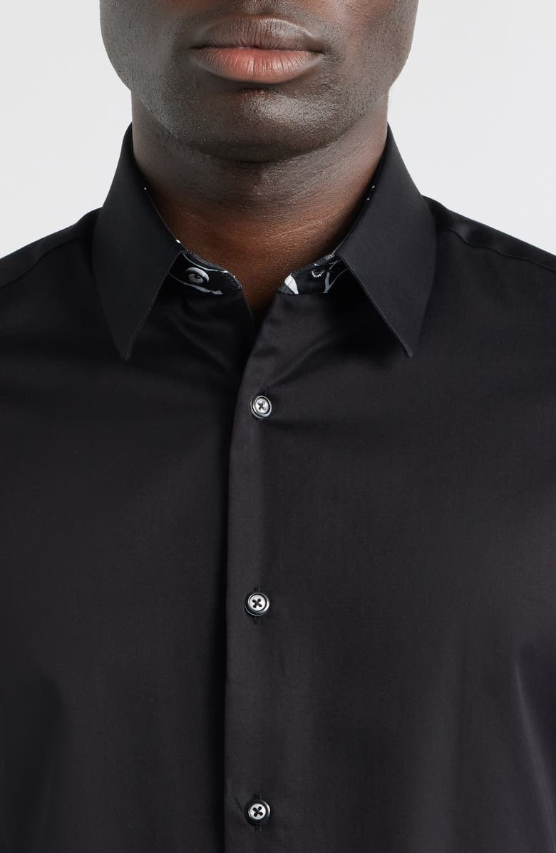 Siragusa Printed Silk Trim Dress Shirt, Alternate, color, Black